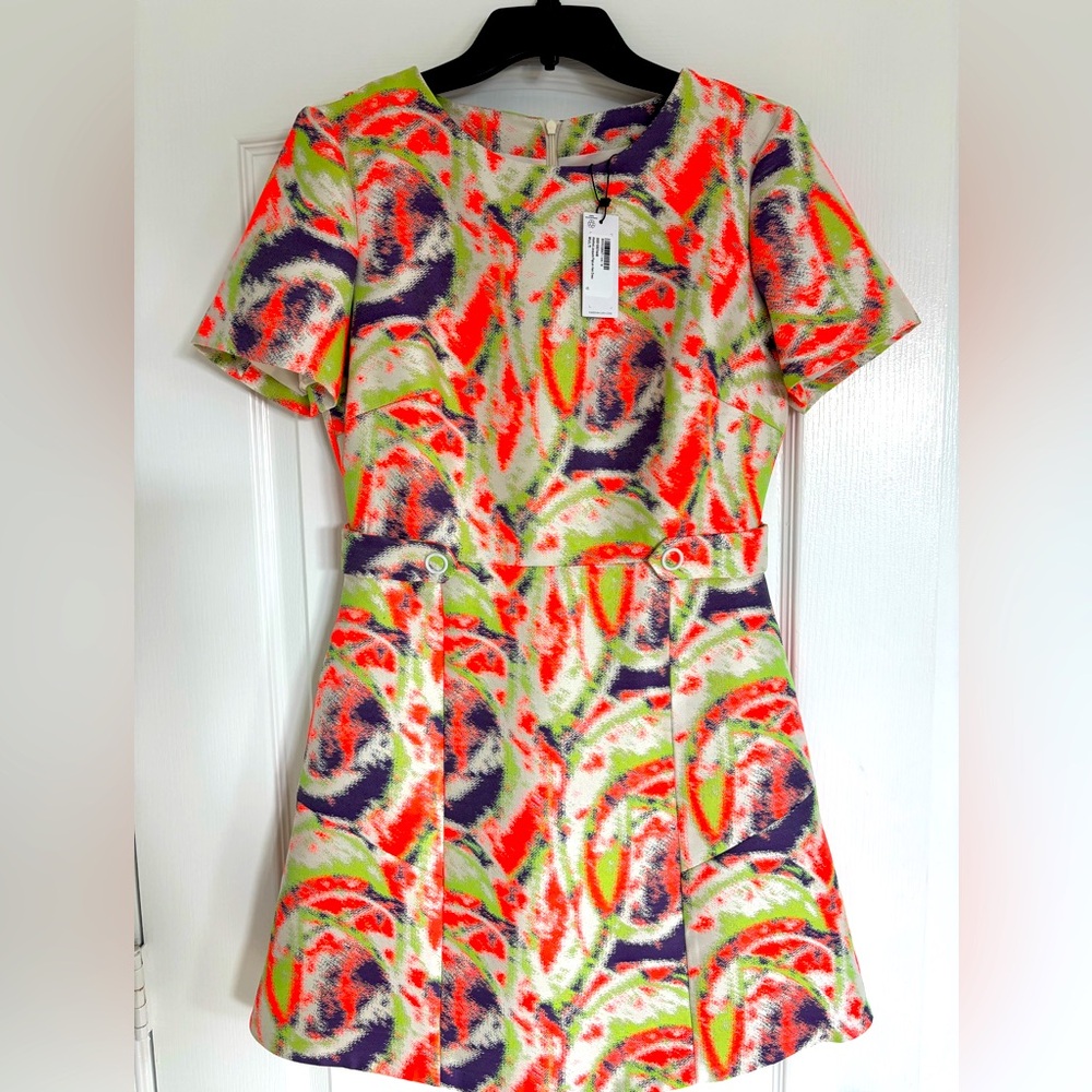 Karen Millen NWT Abstract Jacquard Peplum Hem Mini Dress